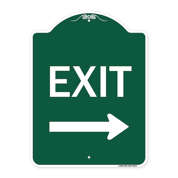 Signmission Exit With Right Arrow Heavy-Gauge Aluminum Architectural Sign, 24" H, 18" L, GW-1824-9842 A-DES-GW-1824-9842 - main
